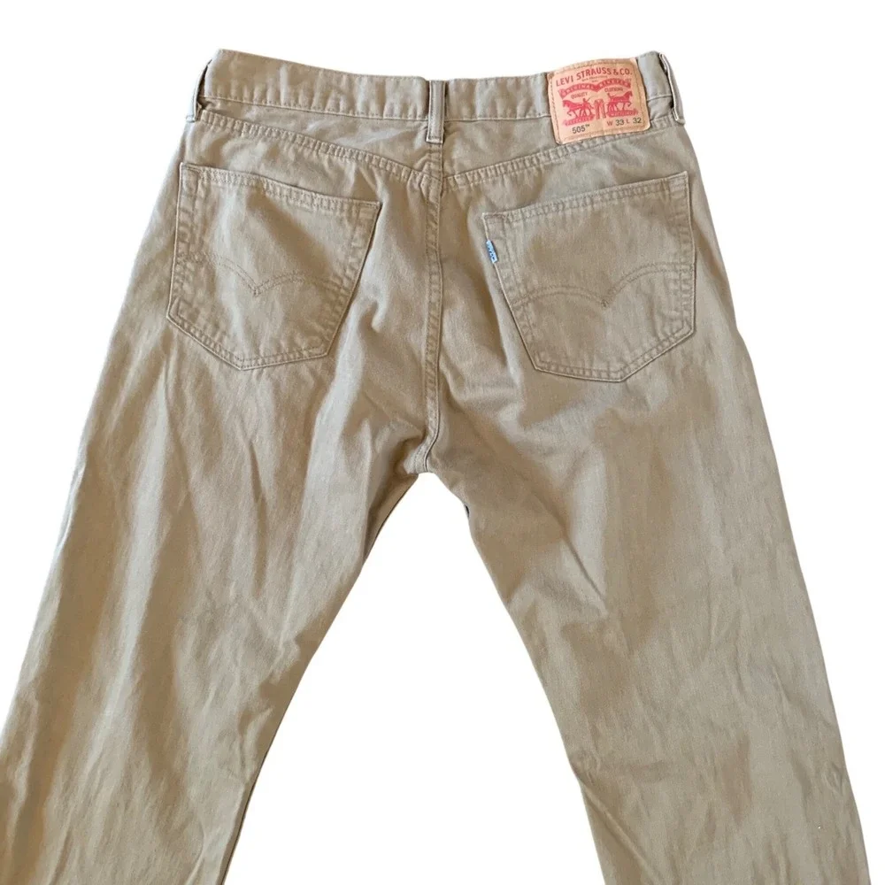 Levi Strauss & Co 505 Mens Khaki Tan Straight Leg Jeans W33‎ L32